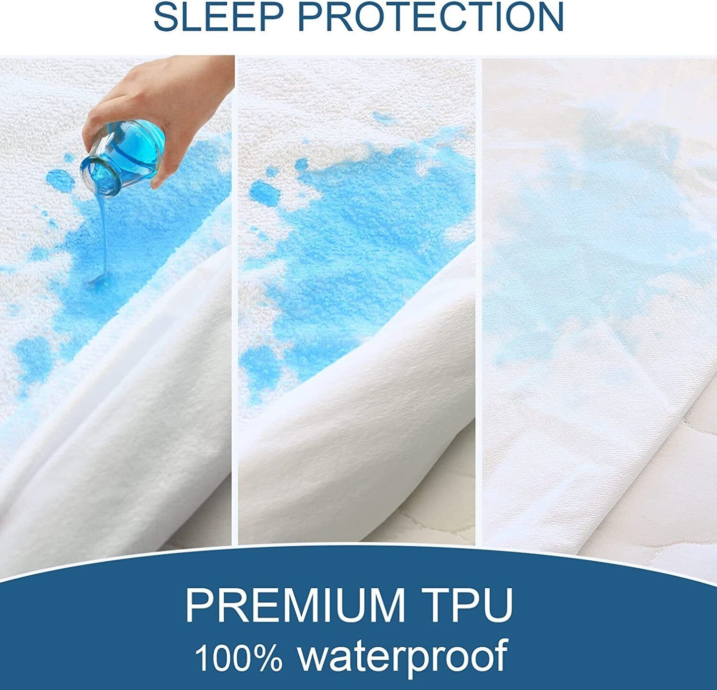 100% Terry Cotton Fitted Mattress Protector Waterproof Queen
