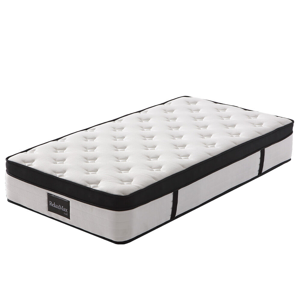 KINGSTON SLUMBER RelaxMax 31cm Single Mattress, Medium, Euro Top, 5-Zone, Pocket Spring, Knitted Fabric