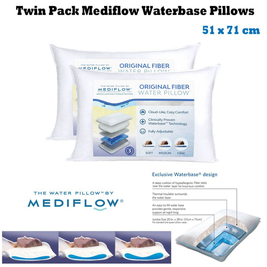 Mediflow Twin Pack Adjustable Waterbase Pillows