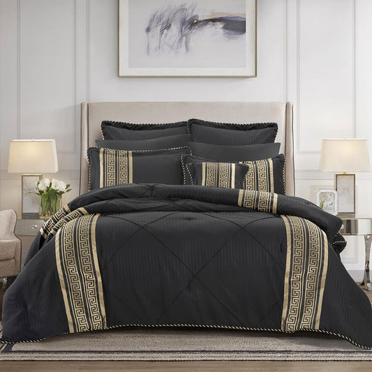 Bianca Raffaello Black 6 Pcs Jacquard Comforter Set Queen/King