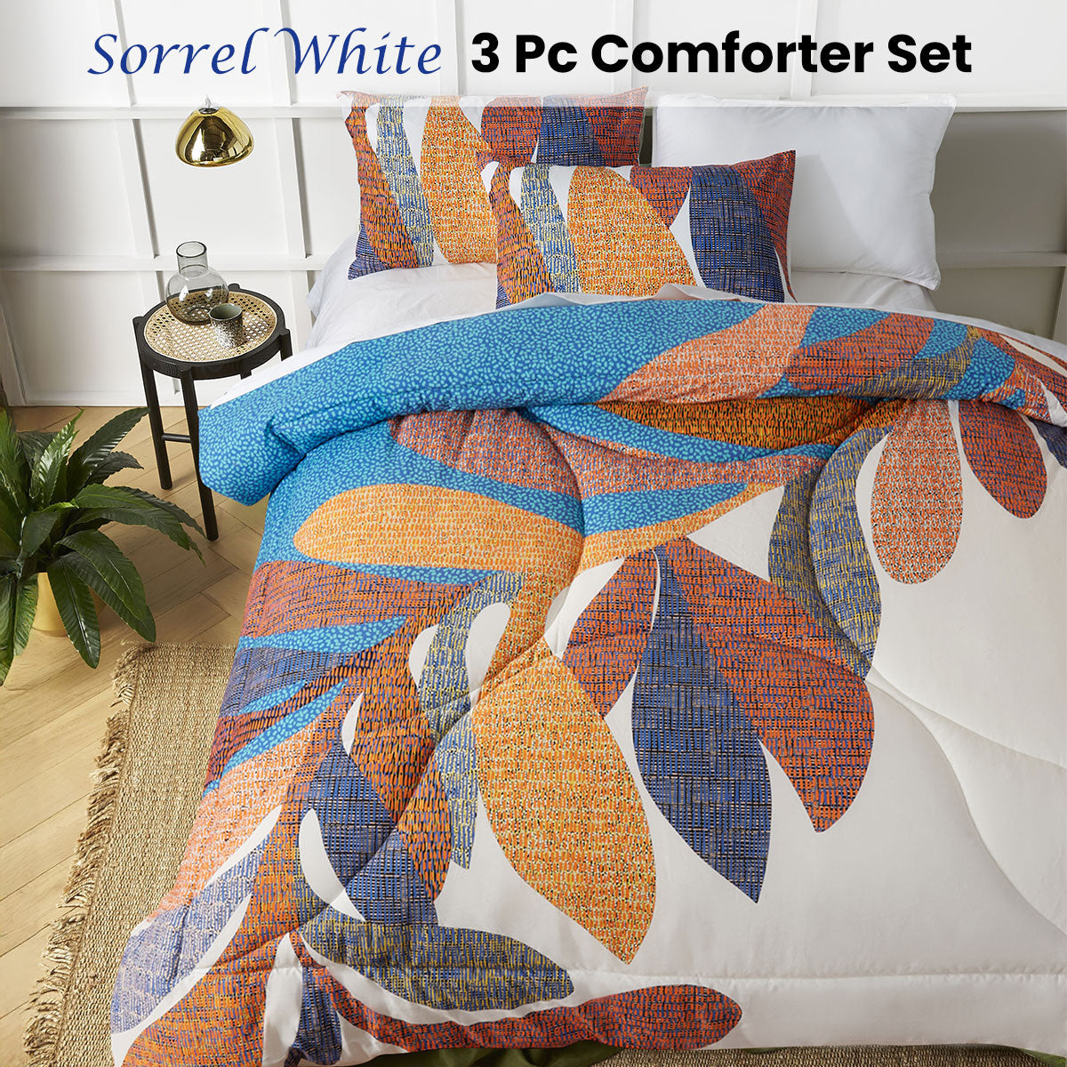 Accessorize Sorrel White Foliage 3 Piece Comforter Set Double