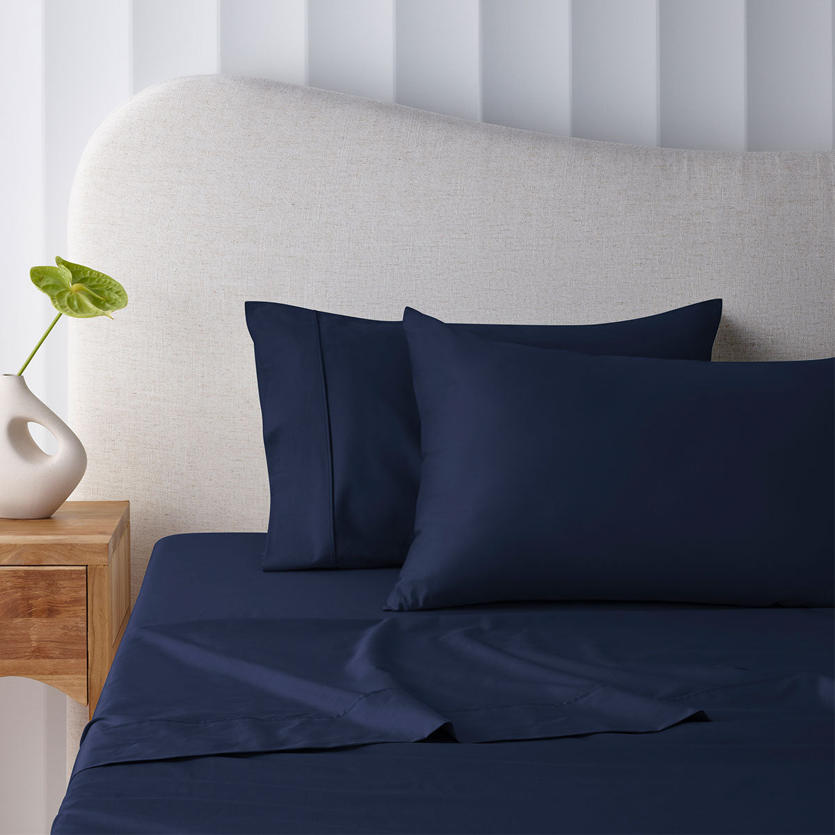 Accessorize 400TC Navy Bamboo Cotton Mega Sheet Set 50cm Wall King