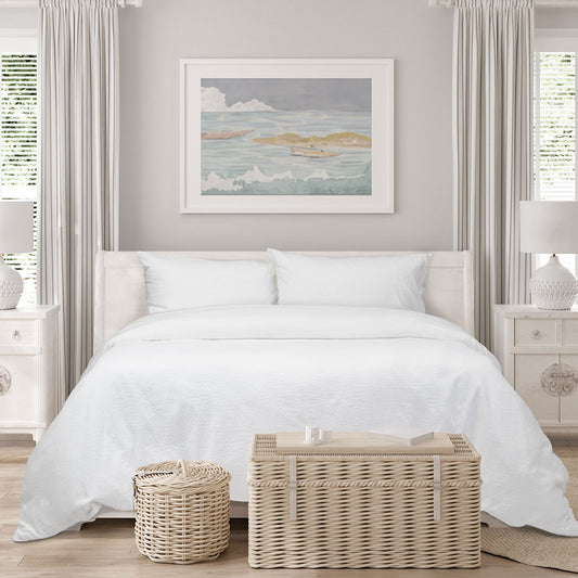 Algodon Romy White Cotton Jacquard Quilt Cover Set King