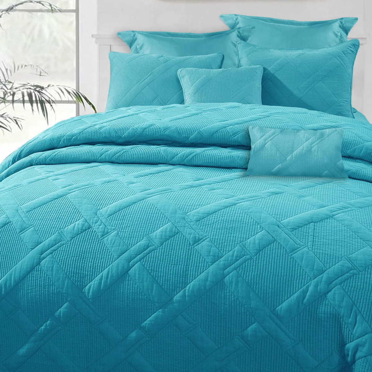 Ramesses Aqua 7- Piece Air Cloud Bamboo Blend Matelasse Comfort Set Queen