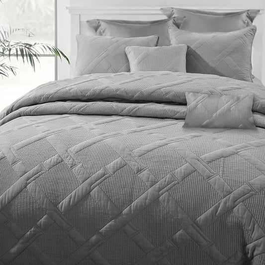 Ramesses Ultimate Grey 7- Piece Air Cloud Bamboo Blend Matelasse Comfort Set King
