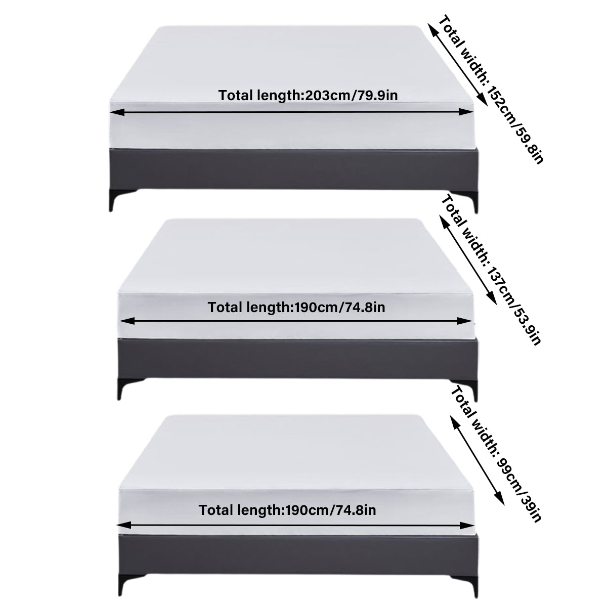 Waterproof Mattress Protector Fitted Sheet Bed Cover for Single King Single Double Queen - 137x190cm