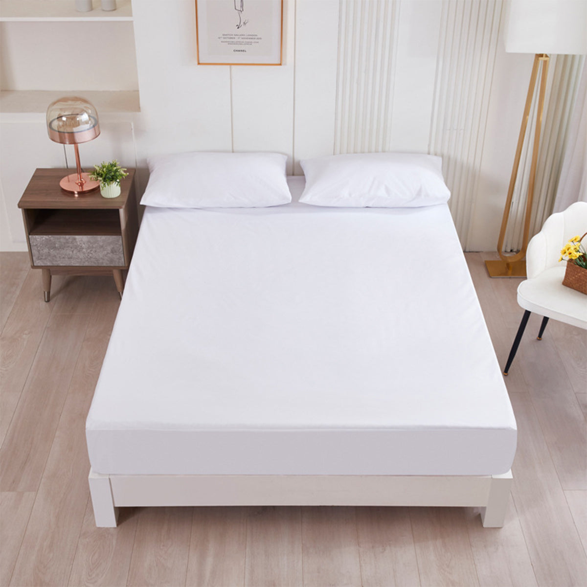 Waterproof Mattress Protector Fitted Sheet Bed Cover for Single King Single Double Queen - 99x190cm