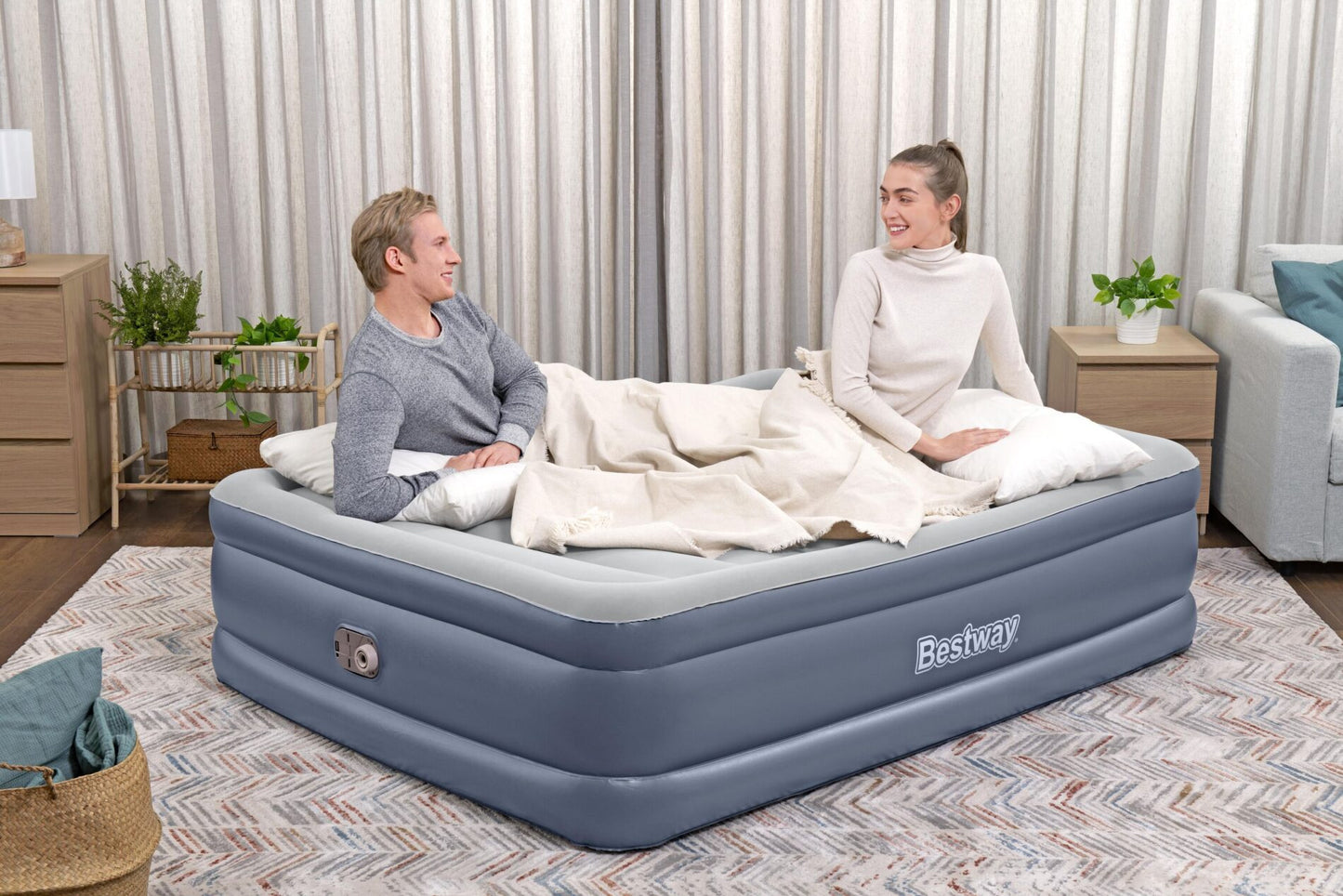 2.03m x 1.52m x 51cm Tritech Air Inflatable Mattress Queen Built-in AC Pump By Bestway