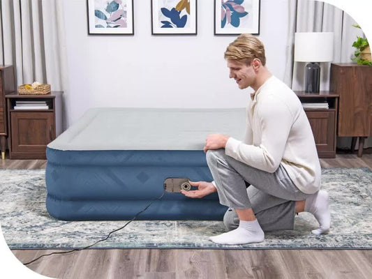 2.03m x 1.52m x 46cm Fortech Snugable Top Air Inflatable Mattress Queen Built-in AC Pump By Bestway