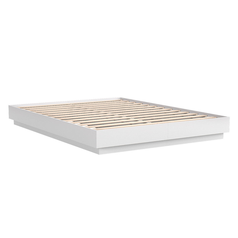 Queen Bed Frame with 16Colour Led Light Wooden Platform Bed Base DAYGLOW By Artiss