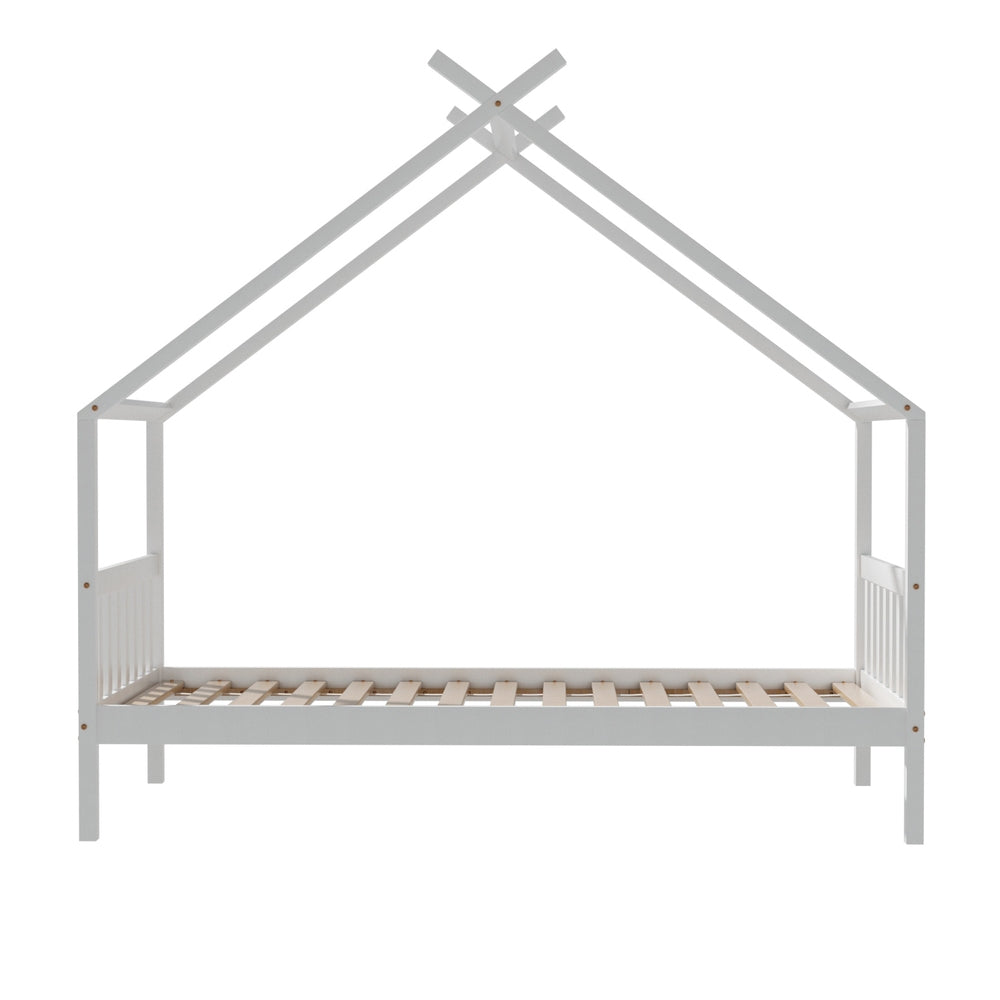Bed Frame Wooden Base Kids Single Timber House Beds White By Artiss