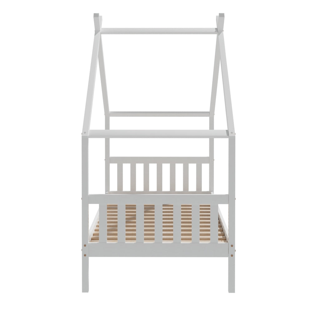 Bed Frame Wooden Base Kids Single Timber House Beds White By Artiss